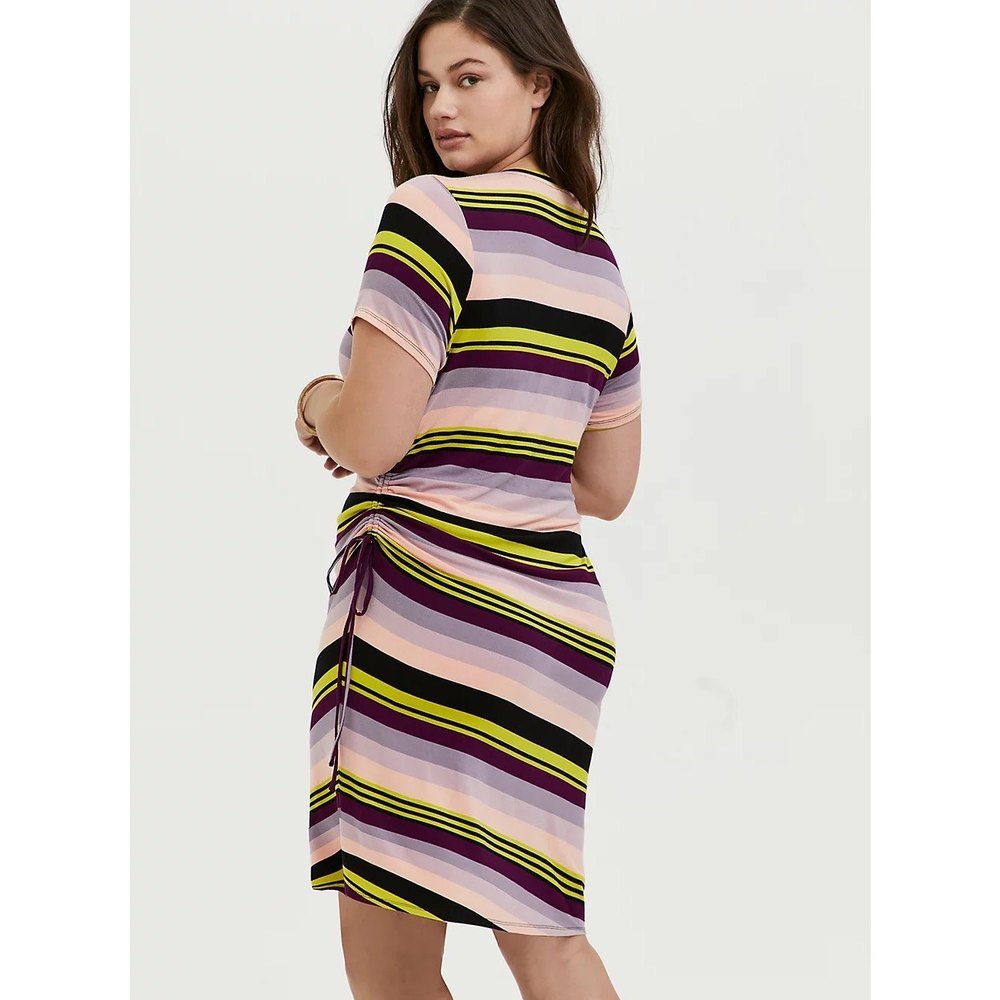 Torrid Multi Stripe Jersey Drawstring Side T-Shir… - image 3